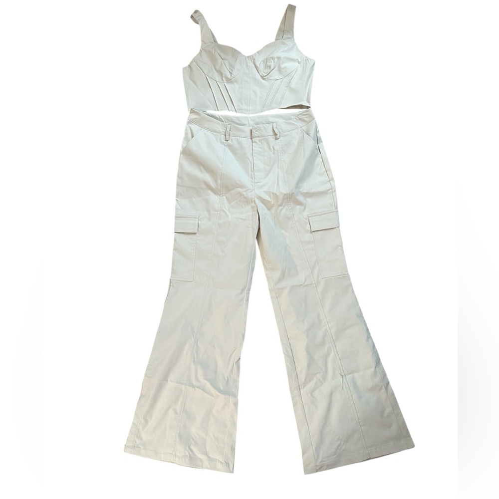Khaki Crop Top and Cargo Pant Set Size L - Picture 4 of 4